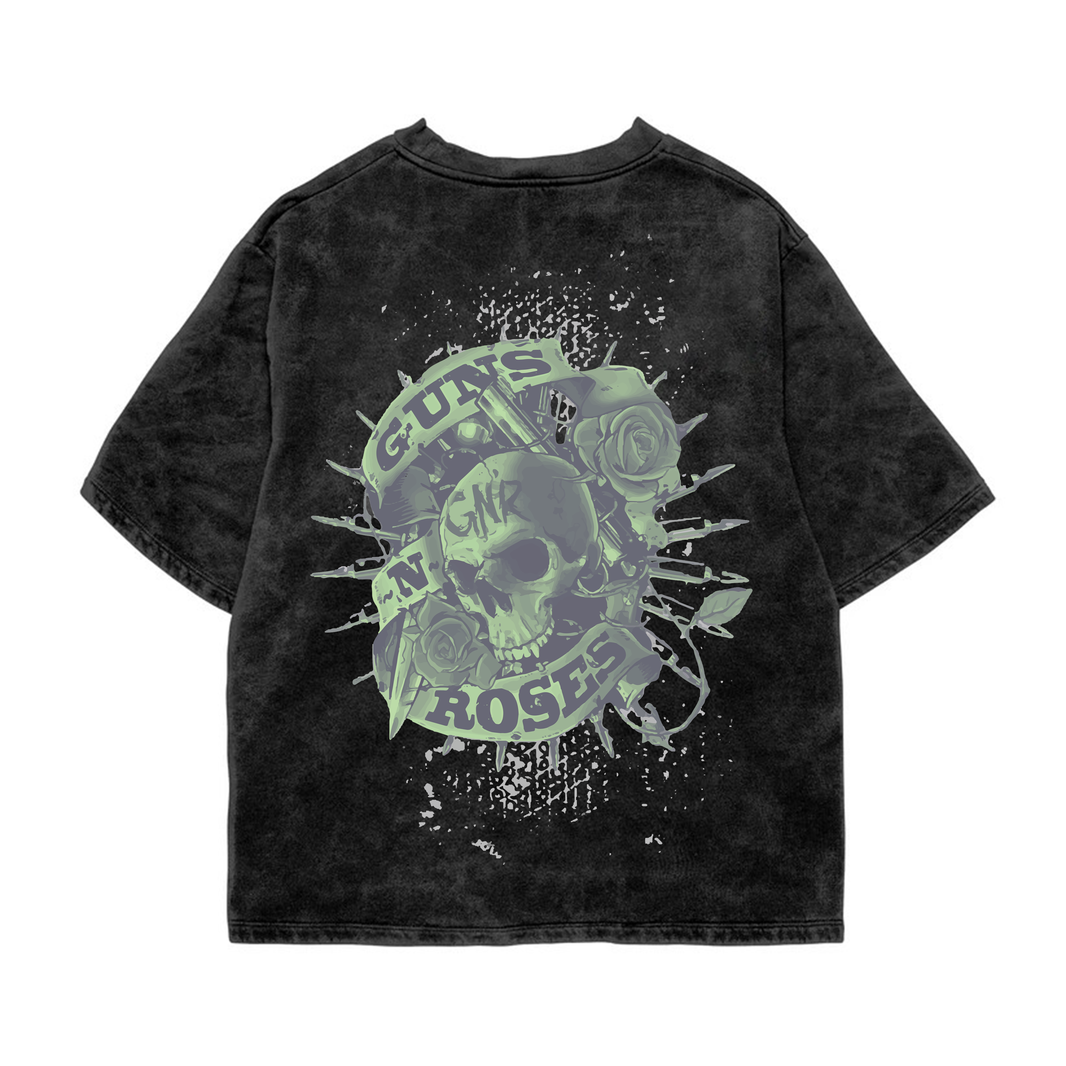 Guns & Roses Acid wash Oversized Tee