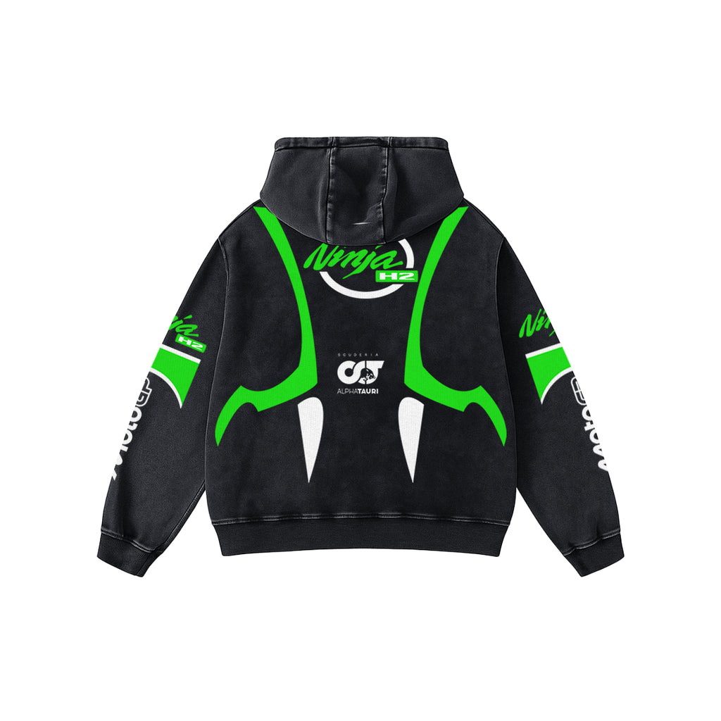 Neon Fang Acid Wash Oversized Hoodie