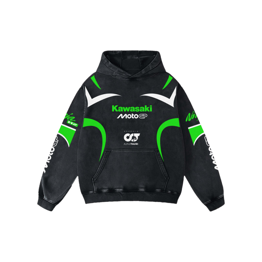 Neon Fang Acid Wash Oversized Hoodie