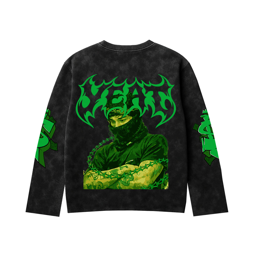 Wealth Acid Wash Full Sleeve Tee