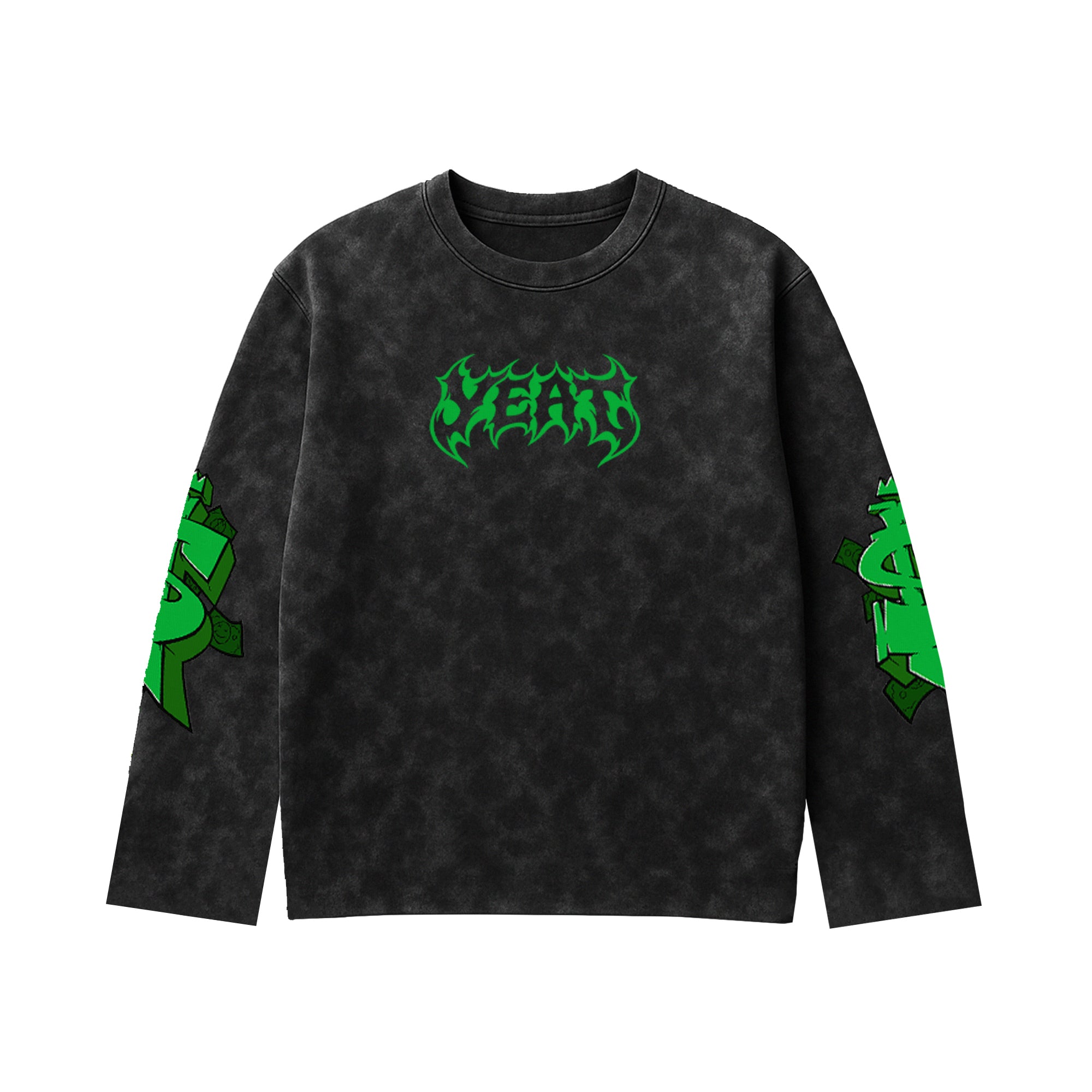 Wealth Acid Wash Full Sleeve Tee