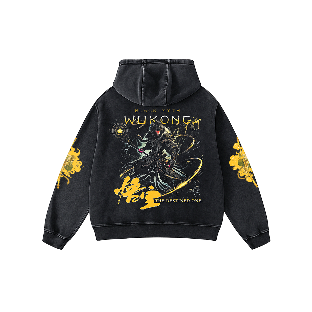 Black Myth Wukong Acid Wash Hoodie
