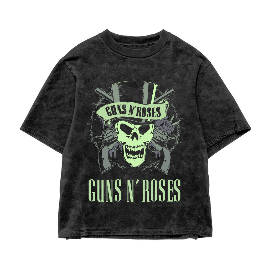 Guns & Roses Acid wash Oversized Tee