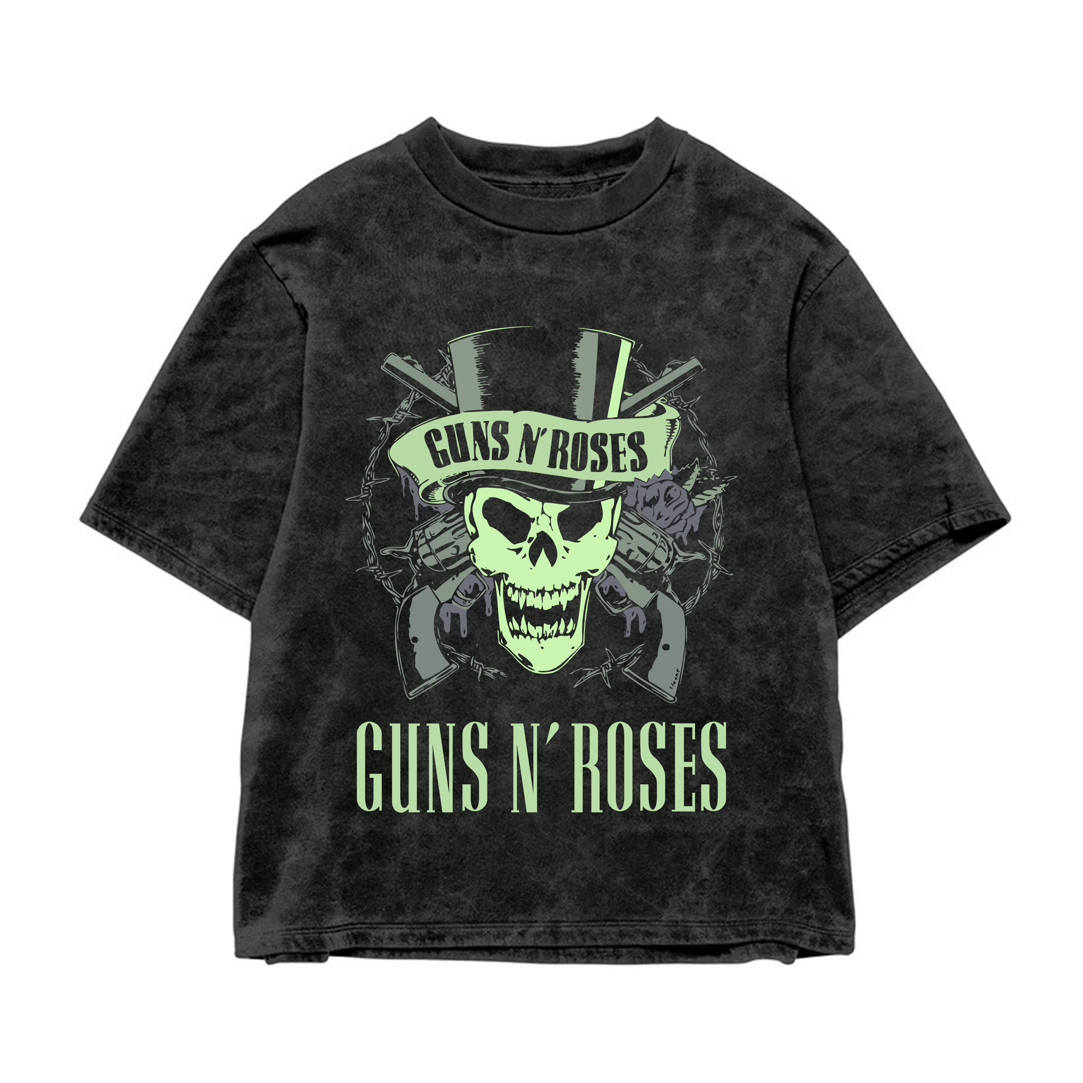 Guns & Roses Acid wash Oversized Tee