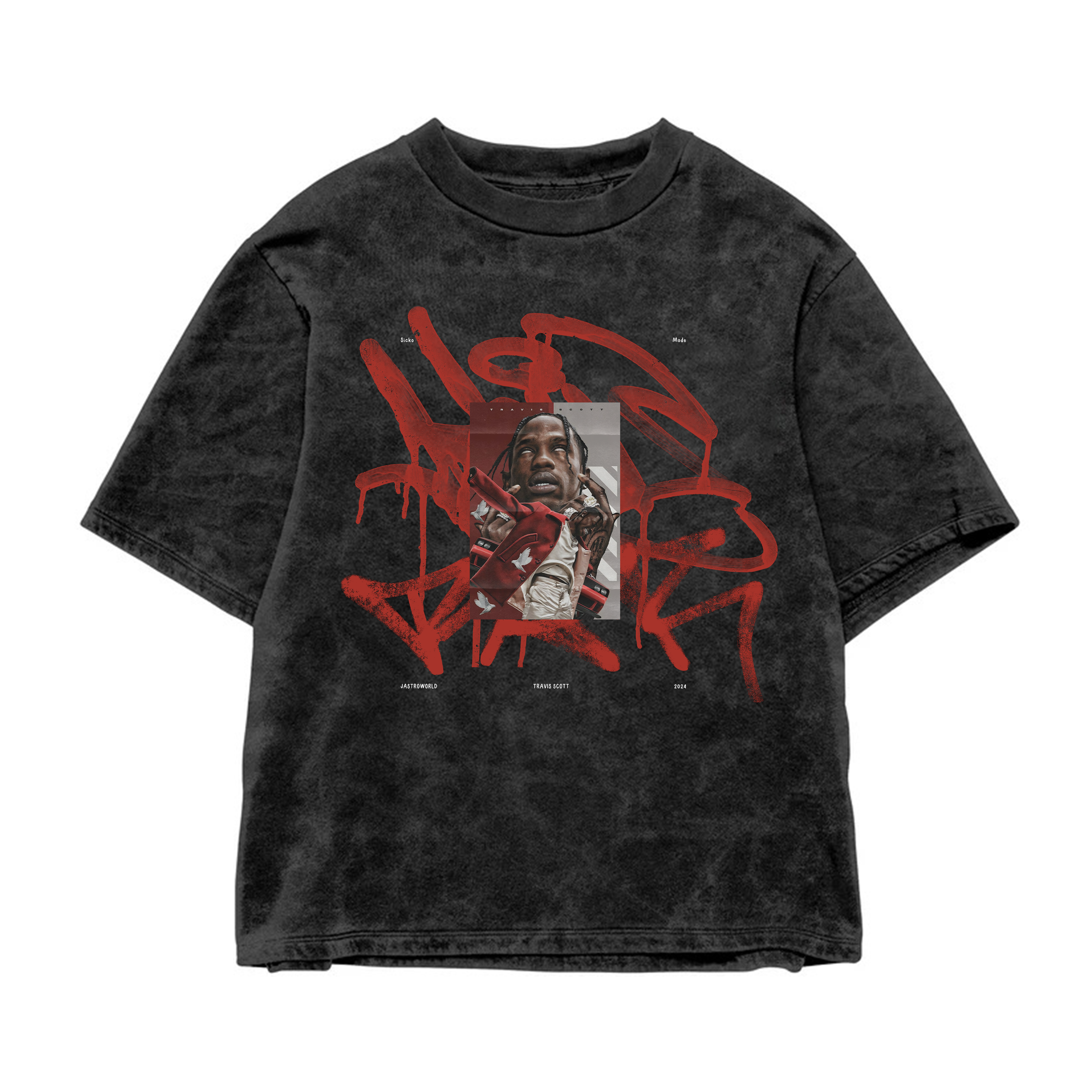 Travis Scott Acid wash Oversized Tee