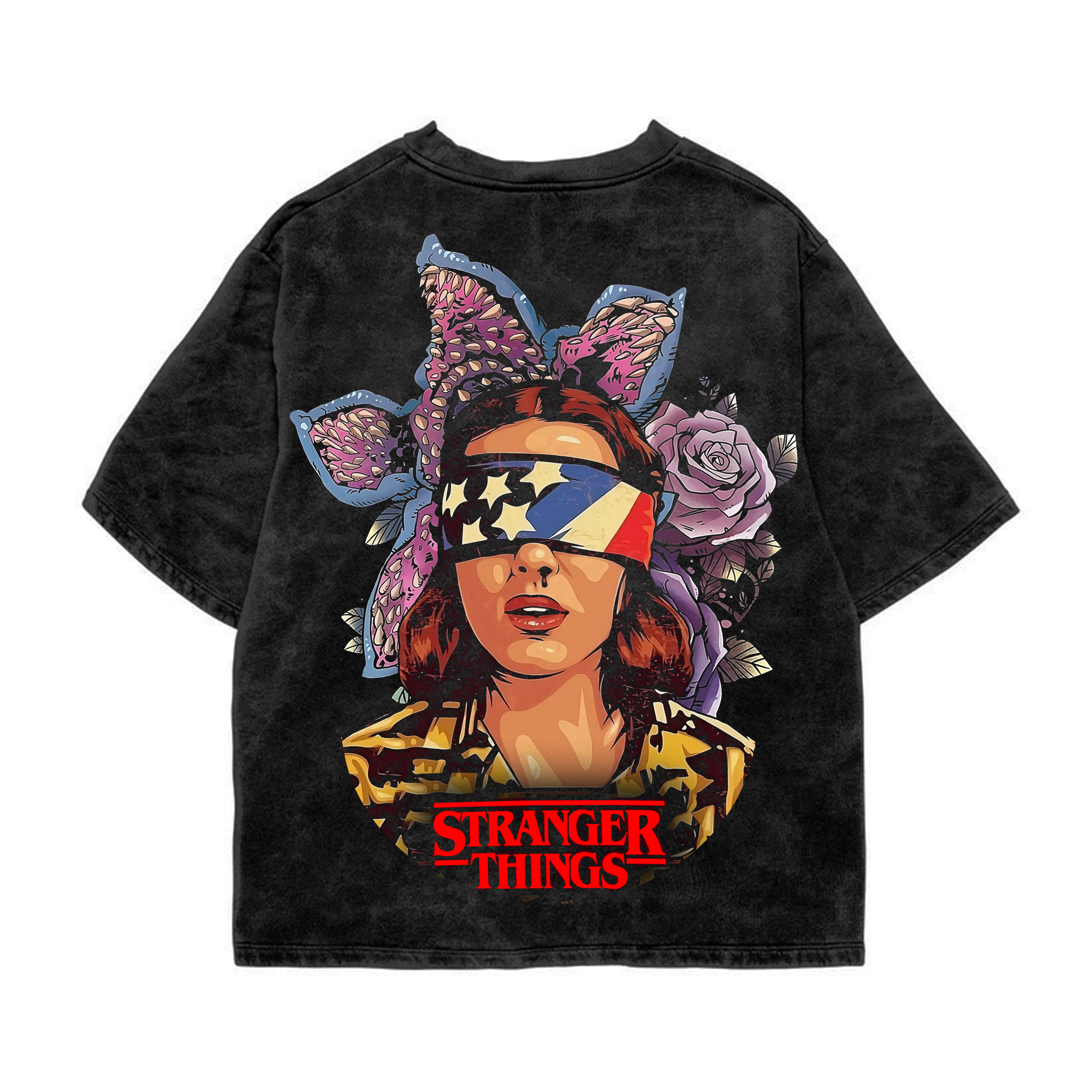 Stranger Things Acid Wash Oversized Tee